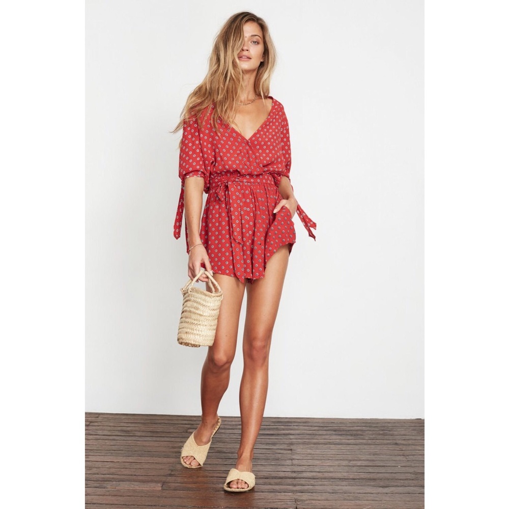 Faithfull the Brand Red Printed Romper